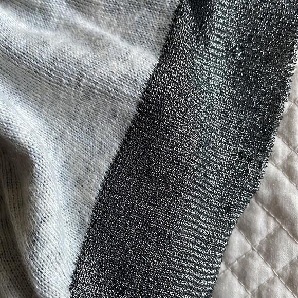 Sparkle metallic grey silver black fine knit ribbed cardigan sweater xs small - Picture 4 of 16